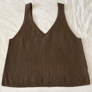 GAP CashSoft Chocolate Ribbed Tank Top XL EUC
